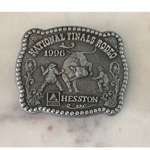 Hesston 1996 National Finals Rodeo Belt Buckle AGCO Commemorative Series Pewter